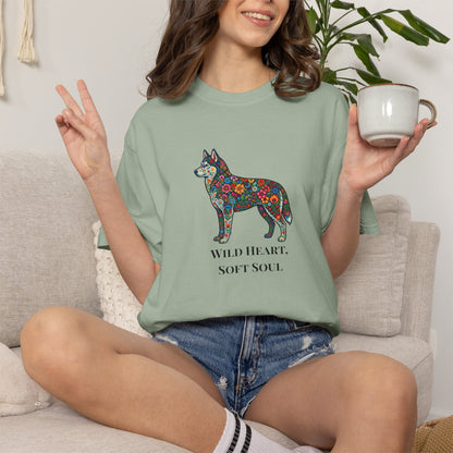 Floral Husky T-Shirt- "Wild Heart, Soft Soul" Graphic Tee