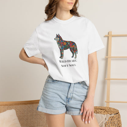 Floral Husky T-Shirt- "Wild Heart, Soft Soul" Graphic Tee