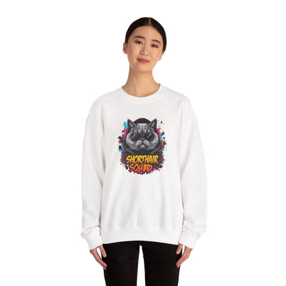 Shorthair Squad Cat Sweatshirt – Graphic Crewneck for Cat Lovers