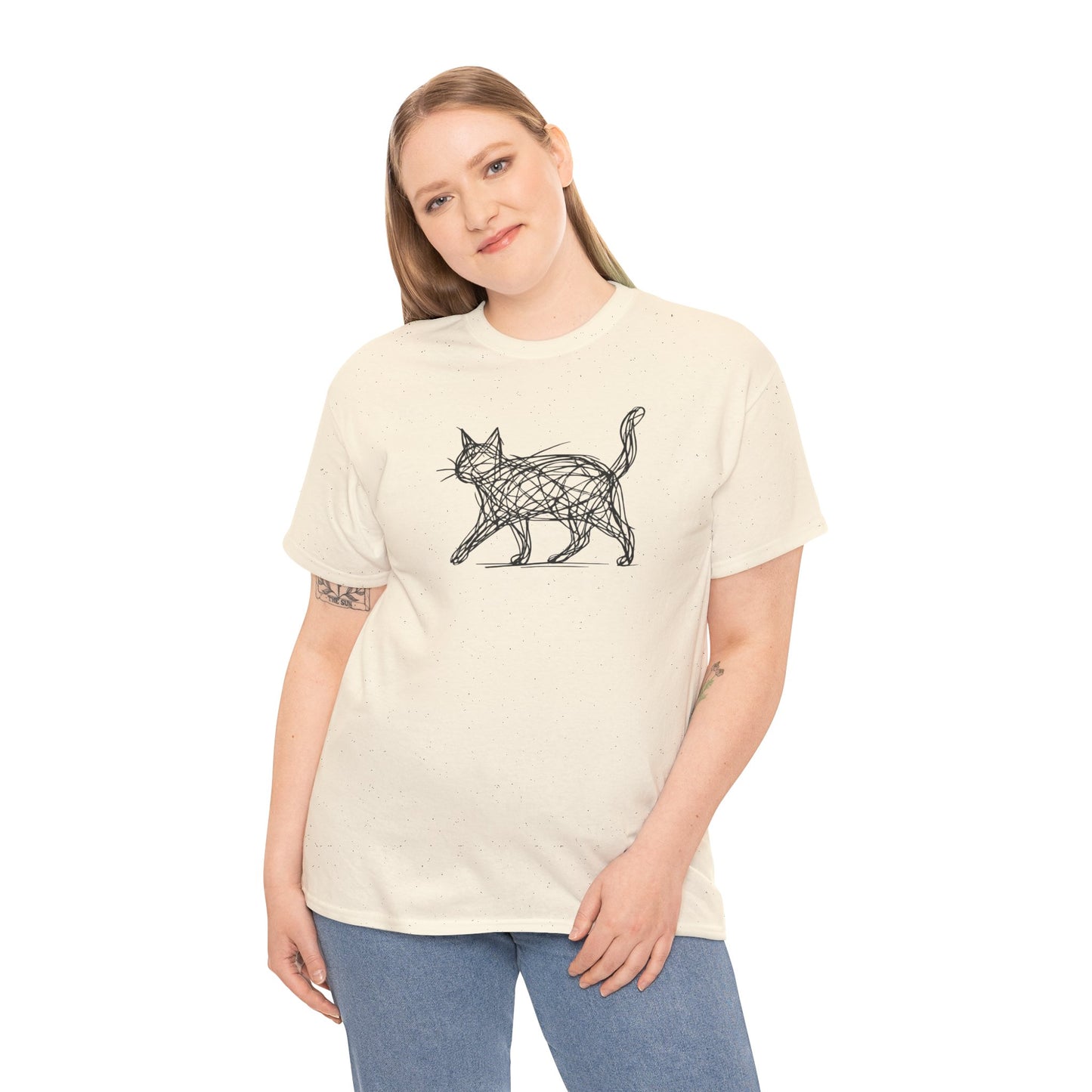 Bengal Cat Line Art T-Shirt — Minimalist Walking Cat Graphic Tee