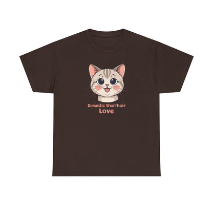Domestic Shorthair Cat Love T-Shirt — Cute Kitten Graphic Tee