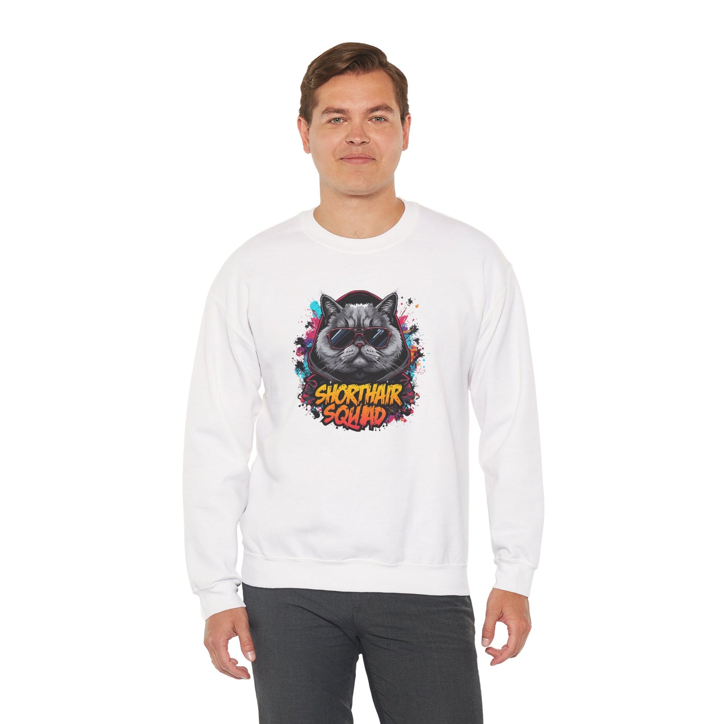 Shorthair Squad Cat Sweatshirt – Graphic Crewneck for Cat Lovers