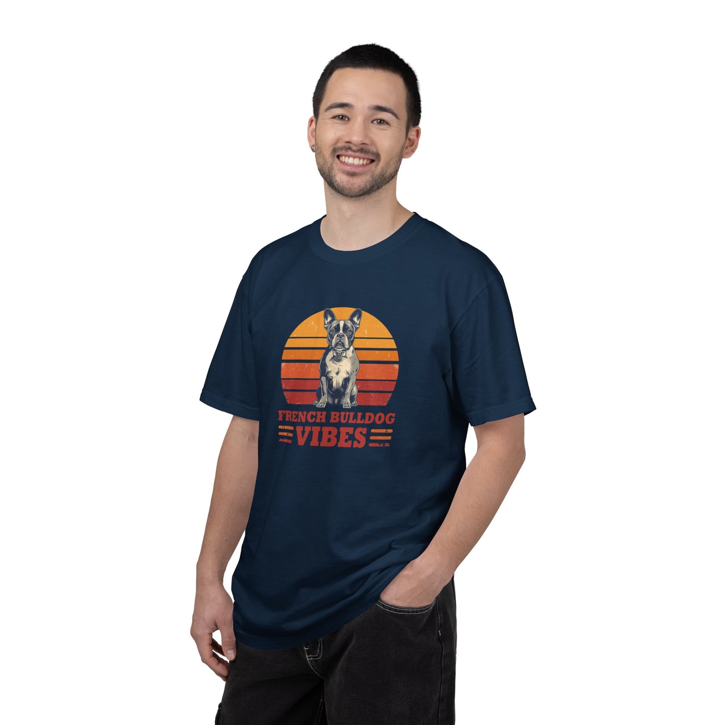 French Bulldog Vibes T-Shirt — Retro Sunset Dog Graphic Tee