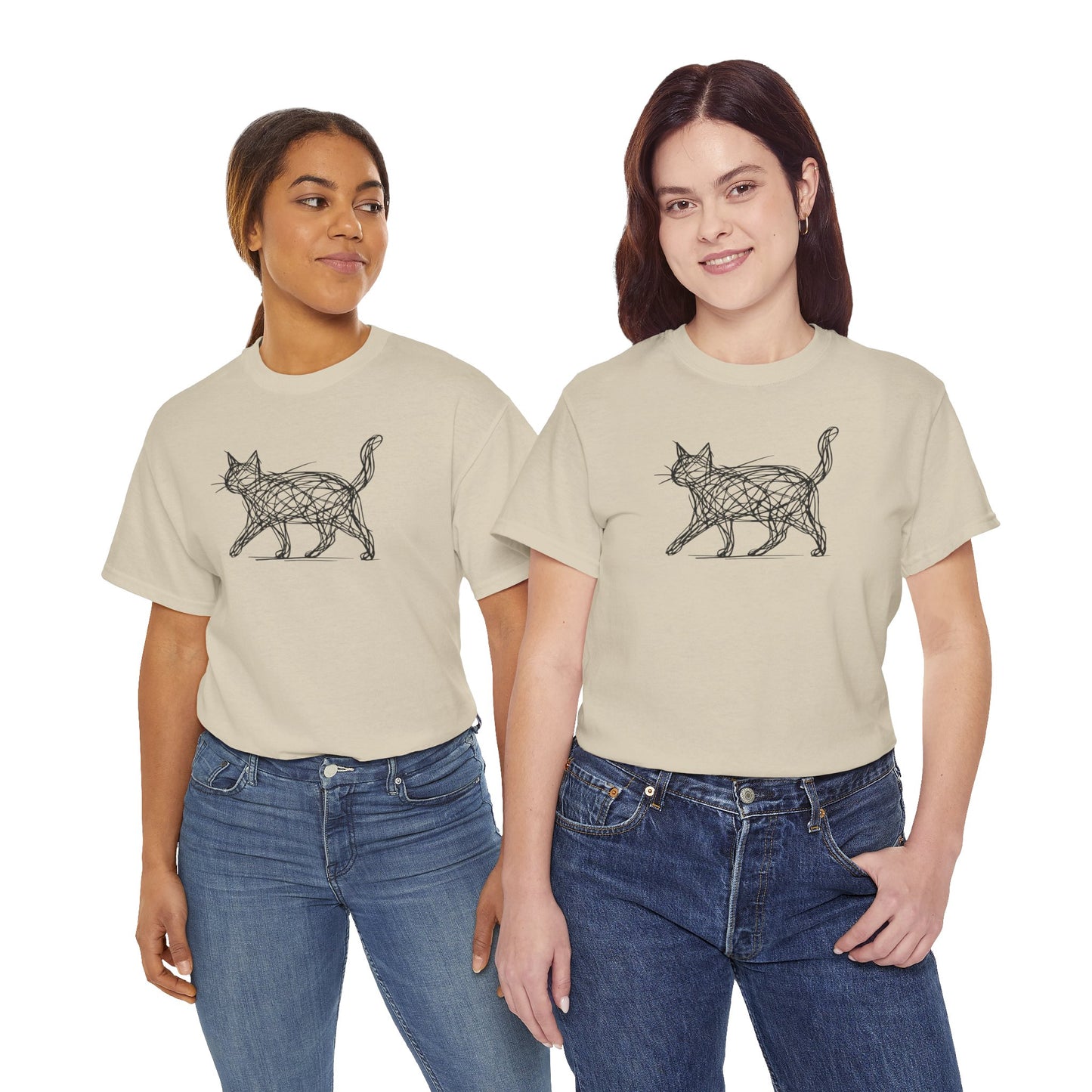 Bengal Cat Line Art T-Shirt — Minimalist Walking Cat Graphic Tee