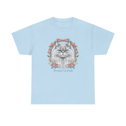 Cat Portrait Tee — "Purrson of Power" Floral Maine Coon Graphic T-Shirt