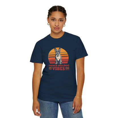 French Bulldog Vibes T-Shirt — Retro Sunset Dog Graphic Tee