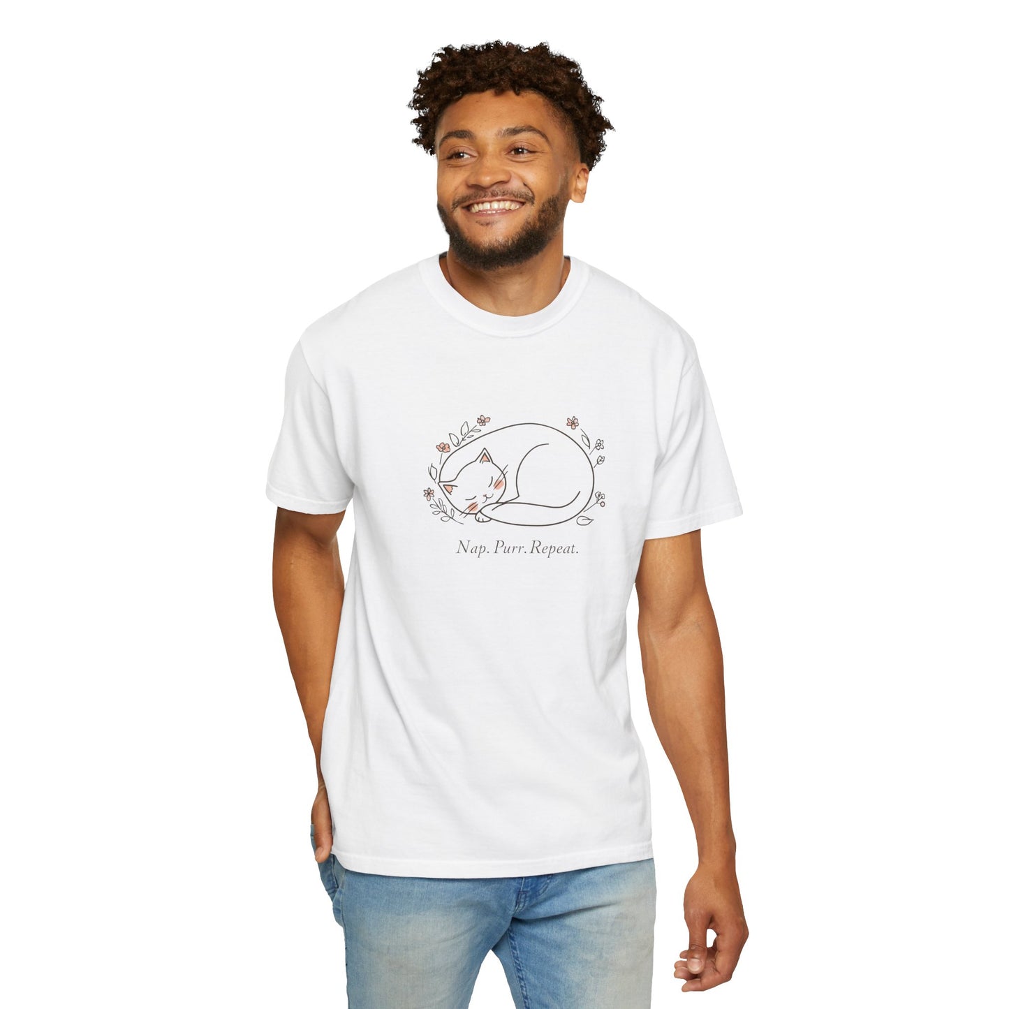 Cat Nap T-Shirt — "Nap Peer Repose" Cute Sleeping Cat Graphic Tee