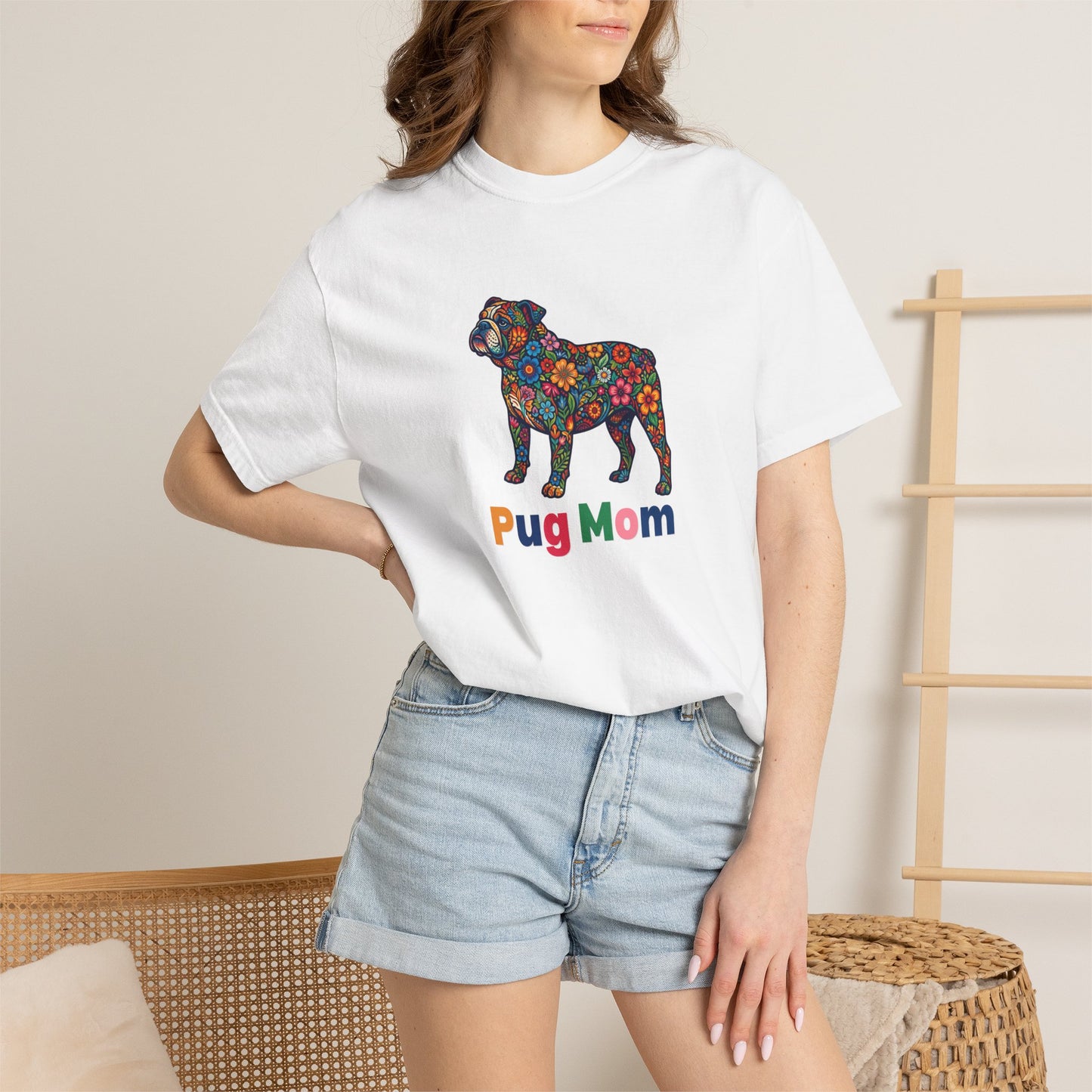 Pug Mom Floral T-Shirt
