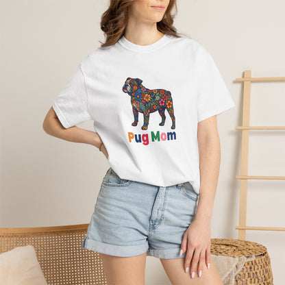 Pug Mom Floral T-Shirt