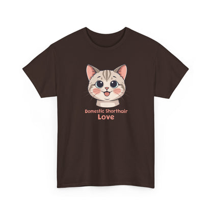 Domestic Shorthair Cat Love T-Shirt — Cute Kitten Graphic Tee