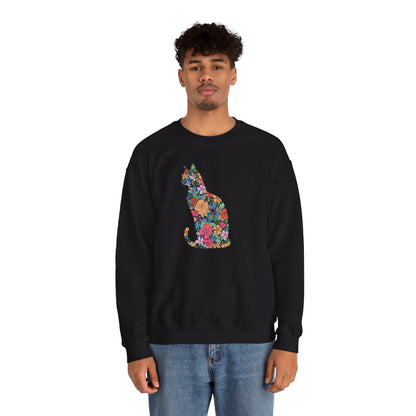Domestic Medium Hair - Floral Cat Silhouette Sweatshirt