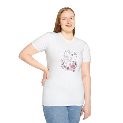 Domestic Longhair Queen Floral T-Shirt - 'I Believe I'm a Queen' Cute Cat & Rose Tee