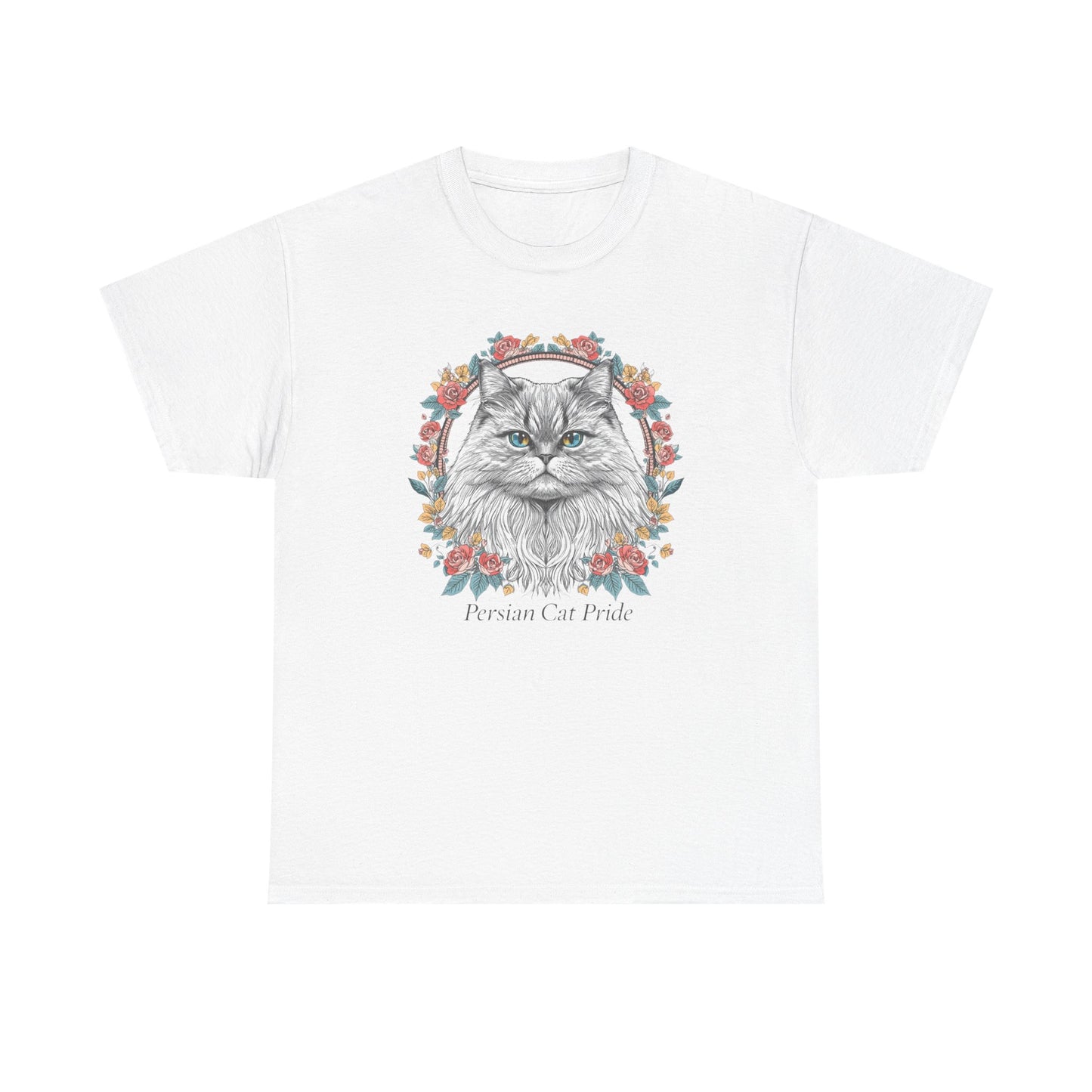 Cat Portrait Tee — "Purrson of Power" Floral Maine Coon Graphic T-Shirt