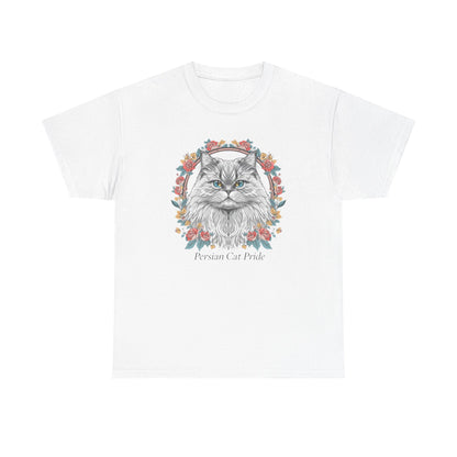 Cat Portrait Tee — "Purrson of Power" Floral Maine Coon Graphic T-Shirt