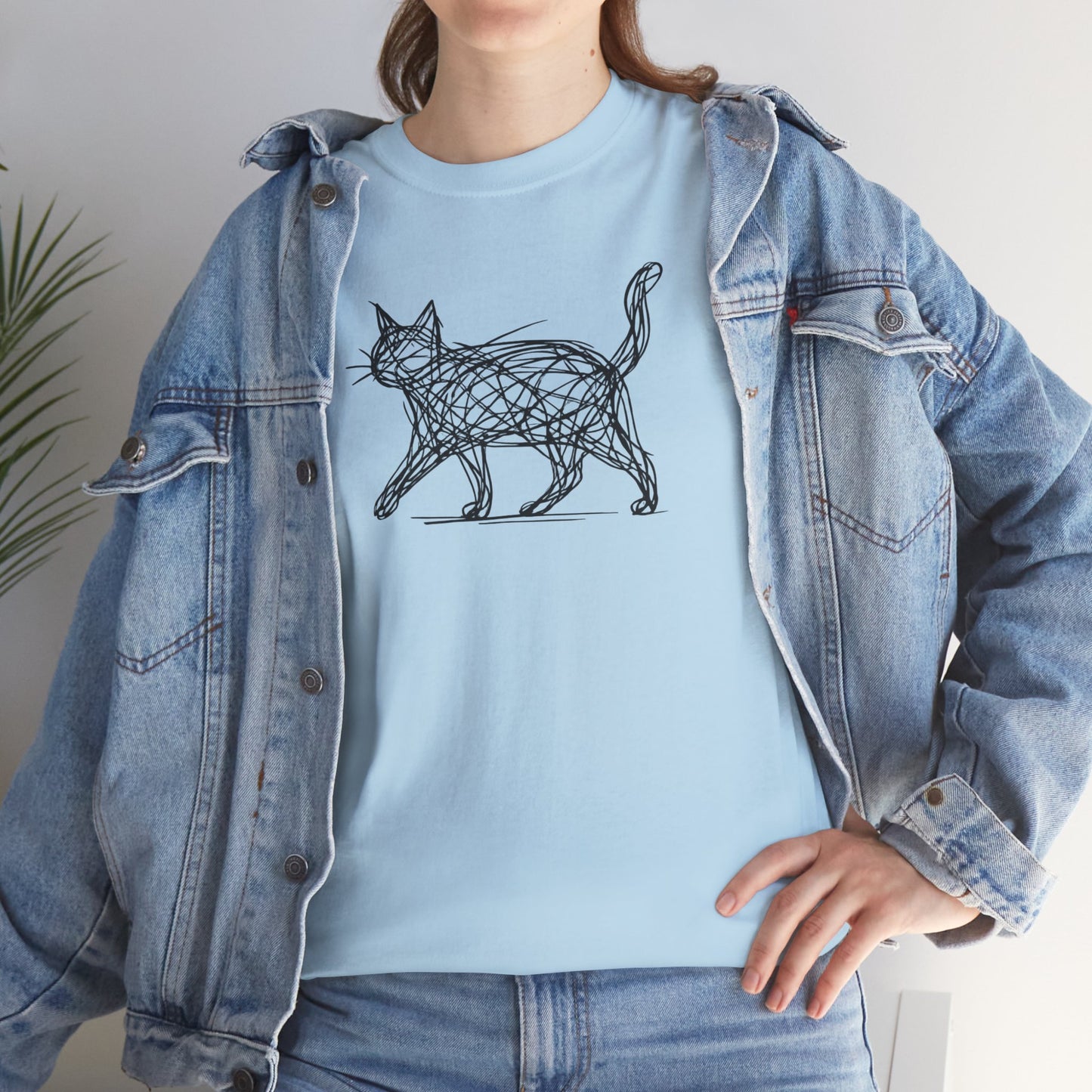 Bengal Cat Line Art T-Shirt — Minimalist Walking Cat Graphic Tee