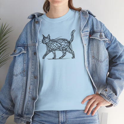 Bengal Cat Line Art T-Shirt — Minimalist Walking Cat Graphic Tee