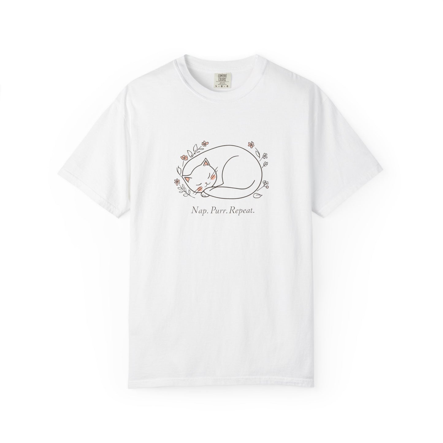 Cat Nap T-Shirt — "Nap Peer Repose" Cute Sleeping Cat Graphic Tee