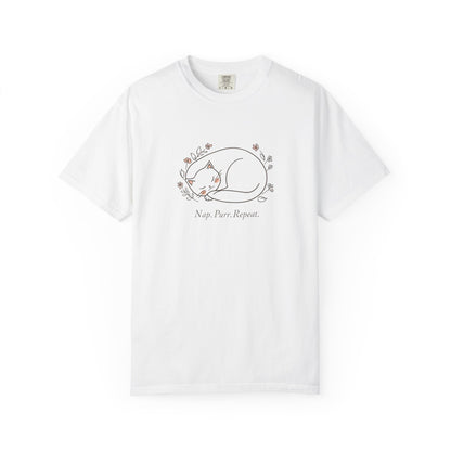 Cat Nap T-Shirt — "Nap Peer Repose" Cute Sleeping Cat Graphic Tee