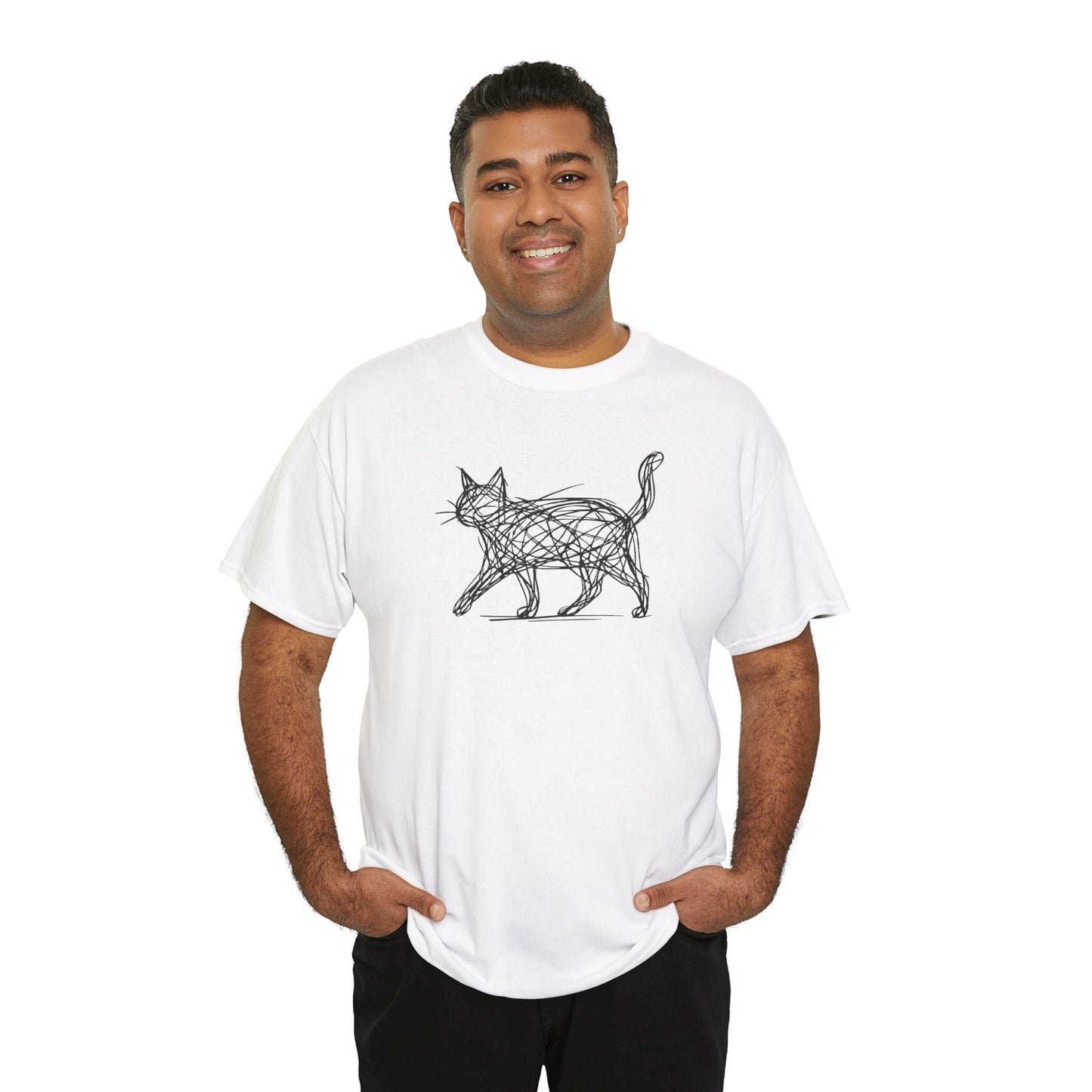 Bengal Cat Line Art T-Shirt — Minimalist Walking Cat Graphic Tee