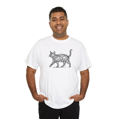 Bengal Cat Line Art T-Shirt — Minimalist Walking Cat Graphic Tee