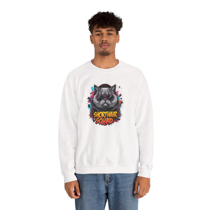 Shorthair Squad Cat Sweatshirt – Graphic Crewneck for Cat Lovers
