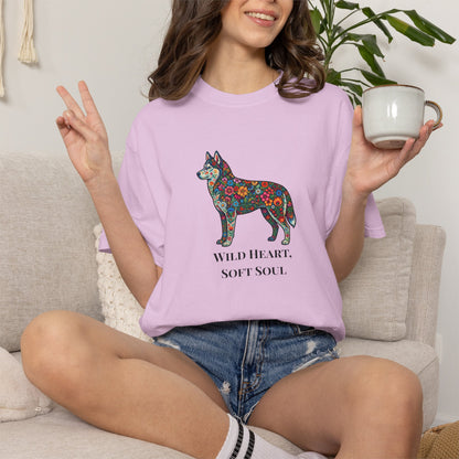 Floral Husky T-Shirt- "Wild Heart, Soft Soul" Graphic Tee