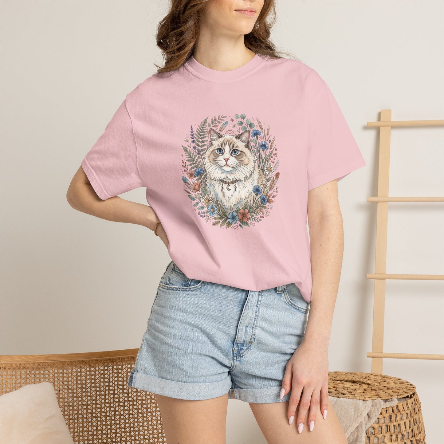 Ragdoll Cat Floral Wreath T-Shirt
