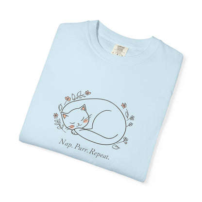 Cat Nap T-Shirt — "Nap Peer Repose" Cute Sleeping Cat Graphic Tee
