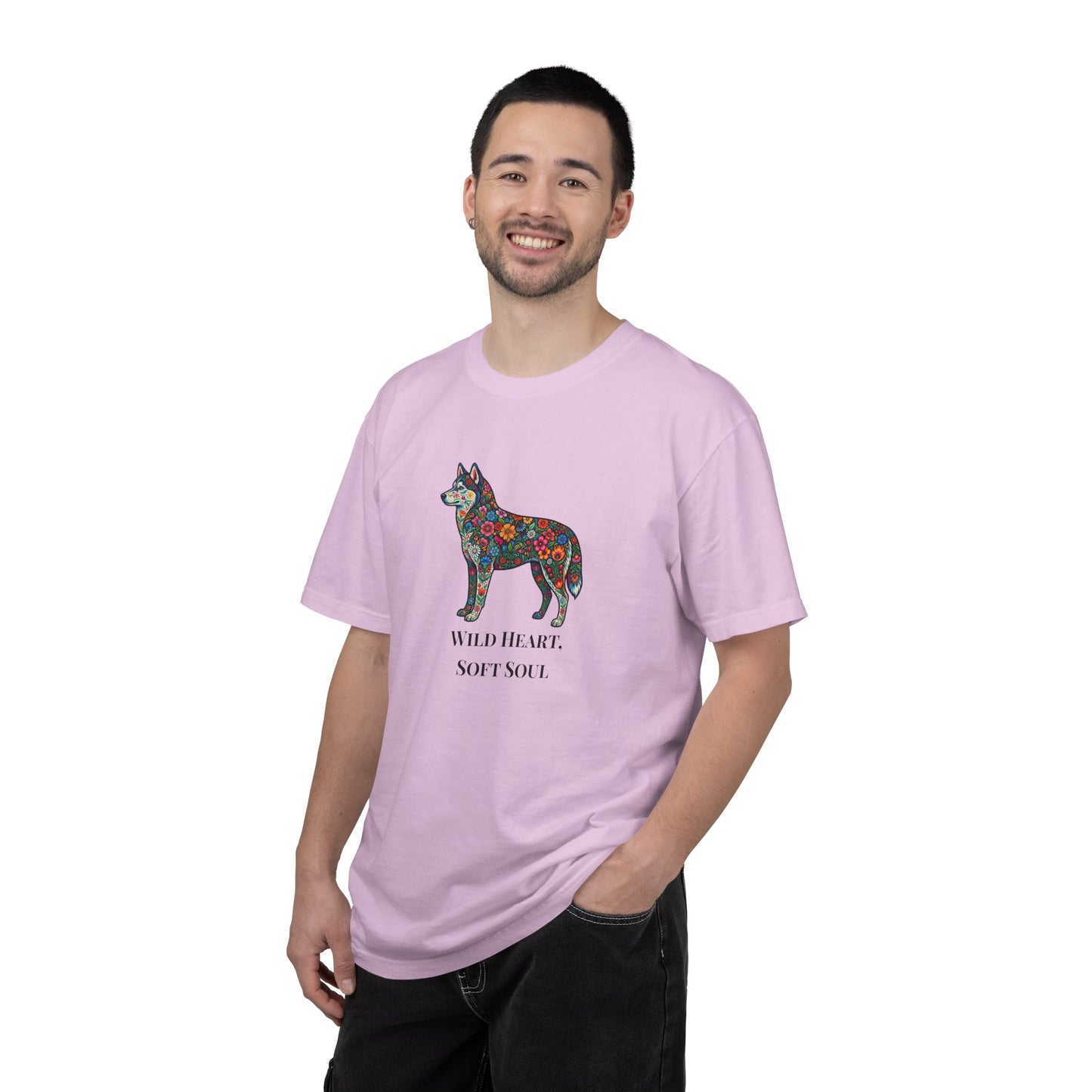 Floral Husky T-Shirt- "Wild Heart, Soft Soul" Graphic Tee