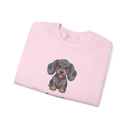 Dachshund Crewneck Sweatshirt – "Powered by Dachshund Love" Cute Sausage Dog Pullover