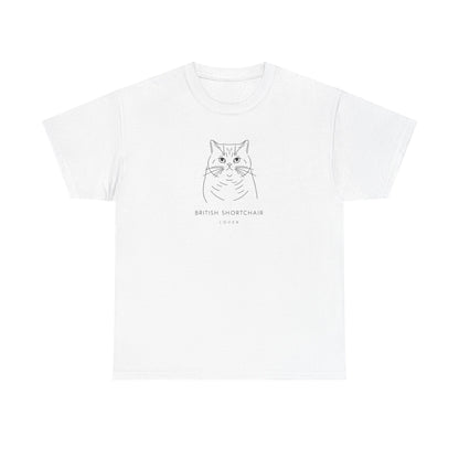 Cat Portrait T-Shirt — Minimal British Shorthair Line Art Tee