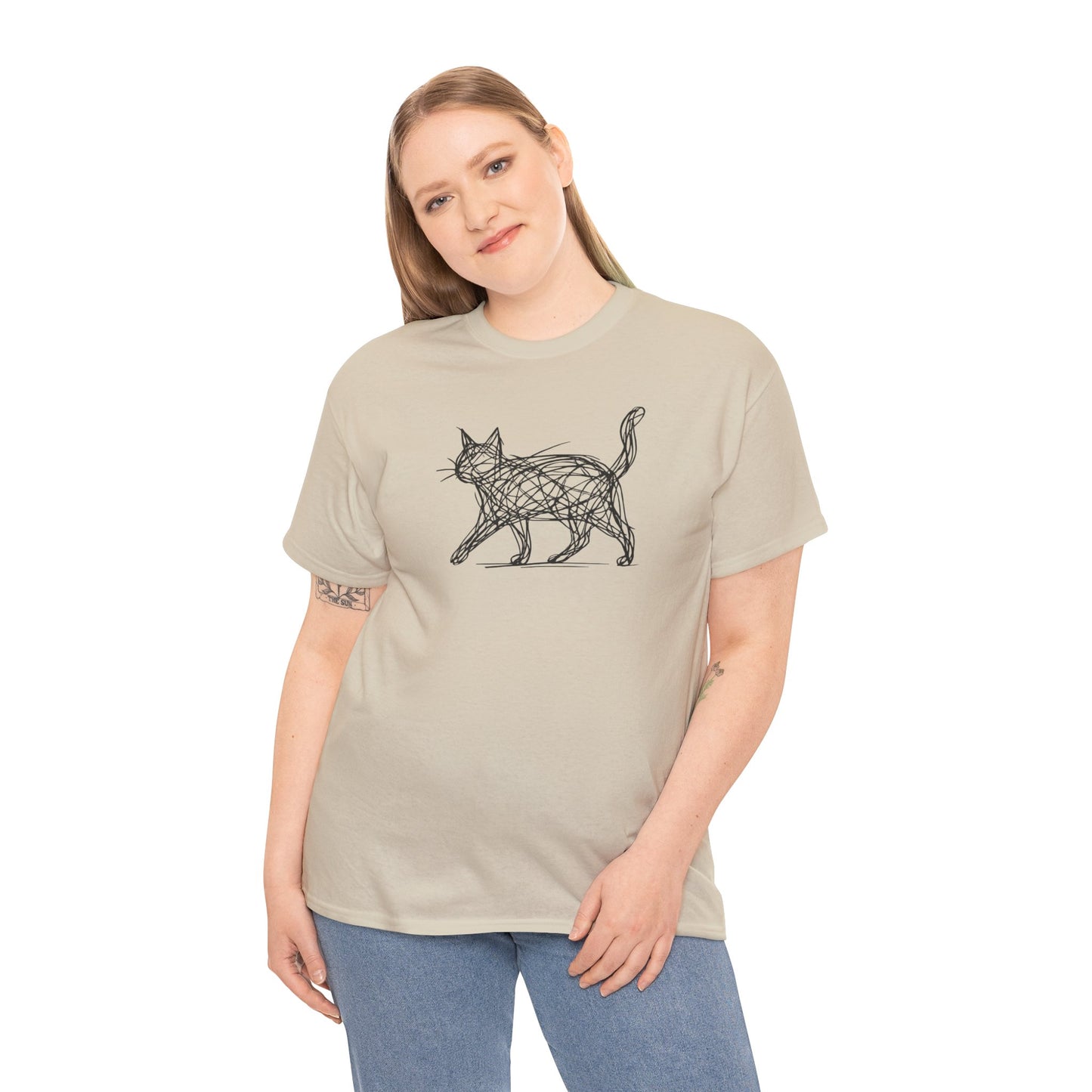 Bengal Cat Line Art T-Shirt — Minimalist Walking Cat Graphic Tee