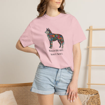 Floral Husky T-Shirt- "Wild Heart, Soft Soul" Graphic Tee