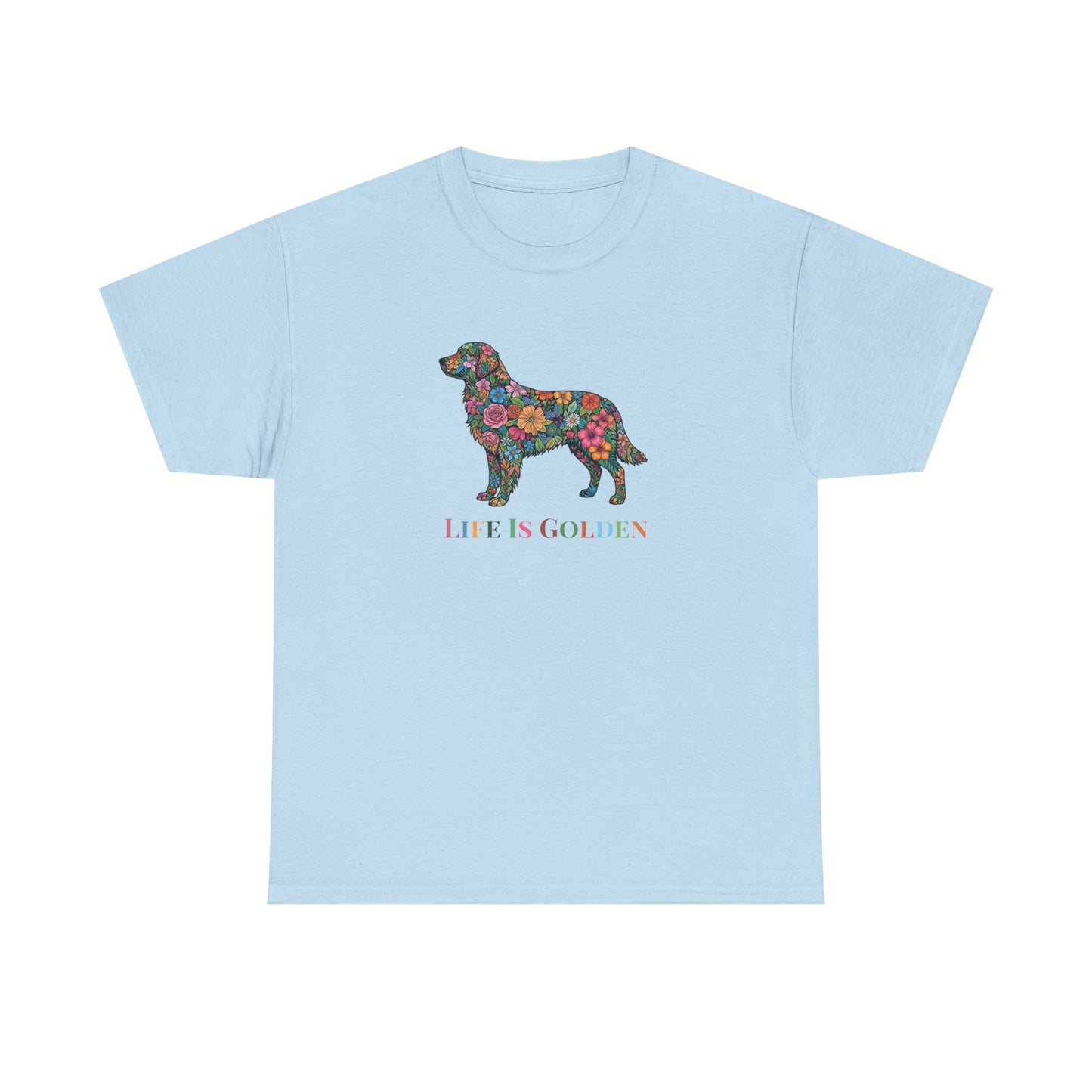 Golden Retriever Floral Graphic Tee | "Life Is Golden" Dog Lover T-Shirt