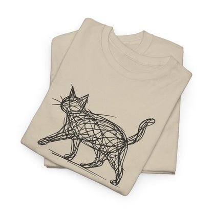 Bengal Cat Line Art T-Shirt — Minimalist Walking Cat Graphic Tee
