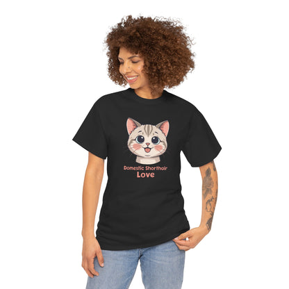Domestic Shorthair Cat Love T-Shirt — Cute Kitten Graphic Tee
