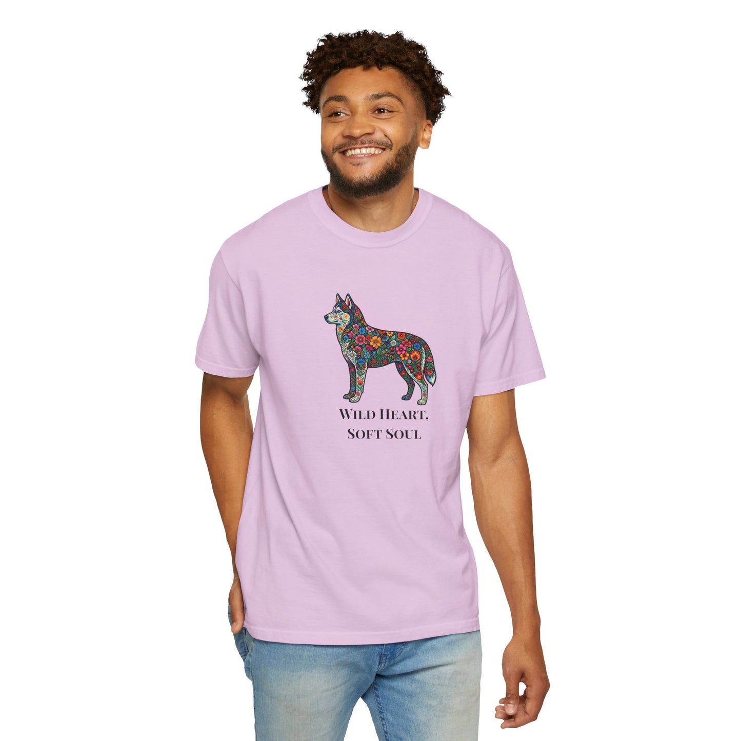 Floral Husky T-Shirt- "Wild Heart, Soft Soul" Graphic Tee