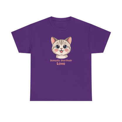 Domestic Shorthair Cat Love T-Shirt — Cute Kitten Graphic Tee