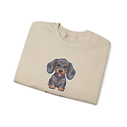 Dachshund Crewneck Sweatshirt – "Powered by Dachshund Love" Cute Sausage Dog Pullover