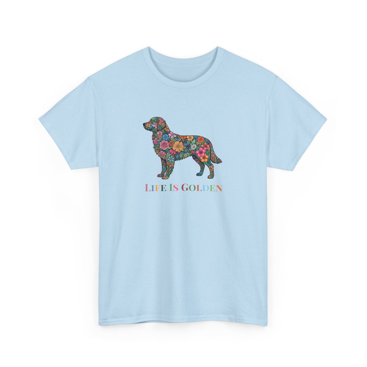 Golden Retriever Floral Graphic Tee | "Life Is Golden" Dog Lover T-Shirt