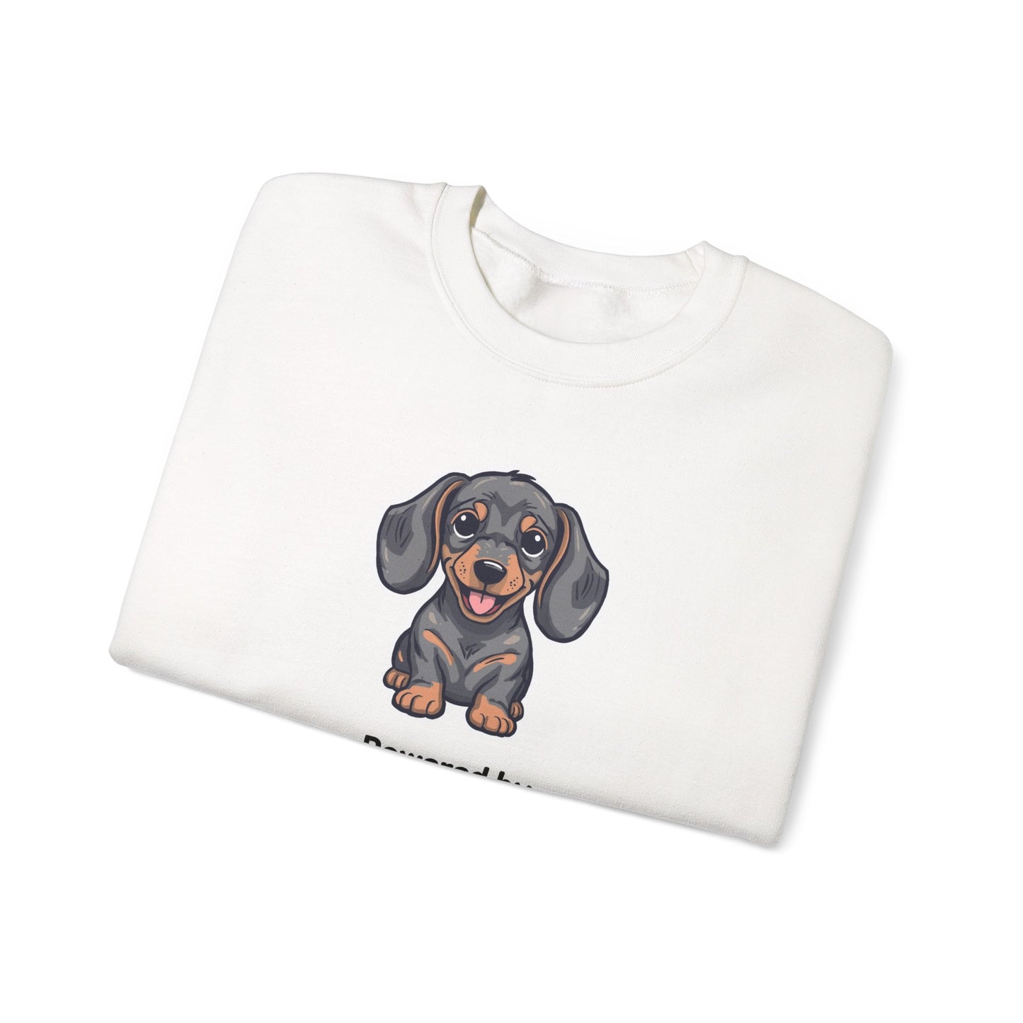 Dachshund Crewneck Sweatshirt – "Powered by Dachshund Love" Cute Sausage Dog Pullover