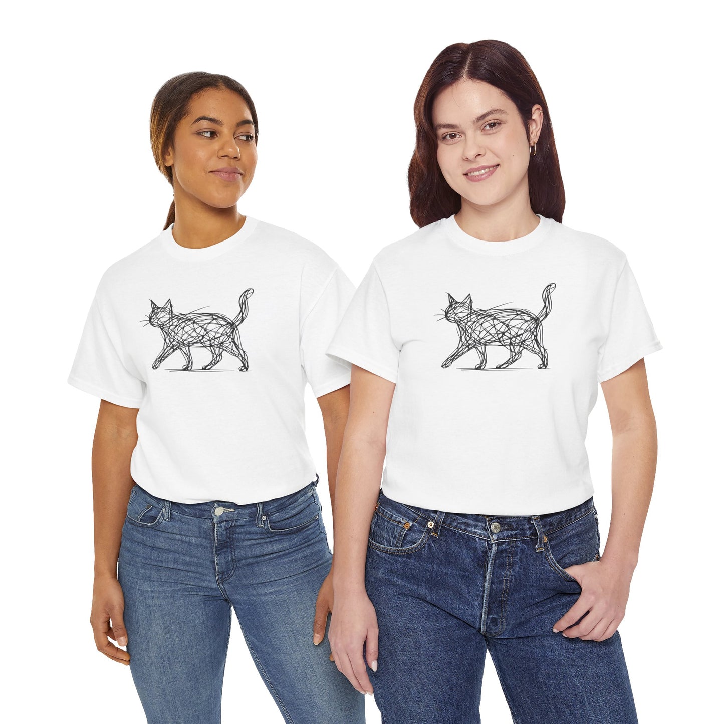 Bengal Cat Line Art T-Shirt — Minimalist Walking Cat Graphic Tee