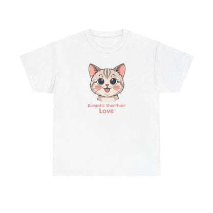 Domestic Shorthair Cat Love T-Shirt — Cute Kitten Graphic Tee
