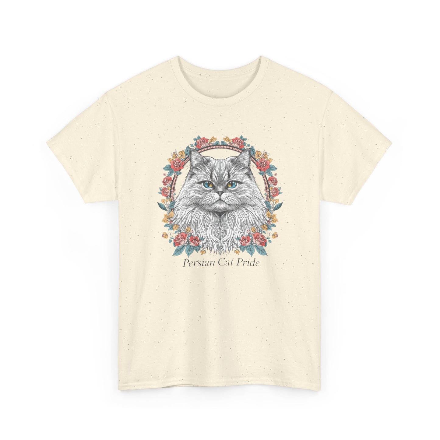 Cat Portrait Tee — "Purrson of Power" Floral Maine Coon Graphic T-Shirt