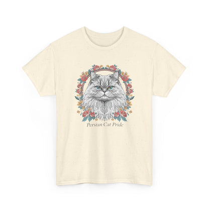 Cat Portrait Tee — "Purrson of Power" Floral Maine Coon Graphic T-Shirt