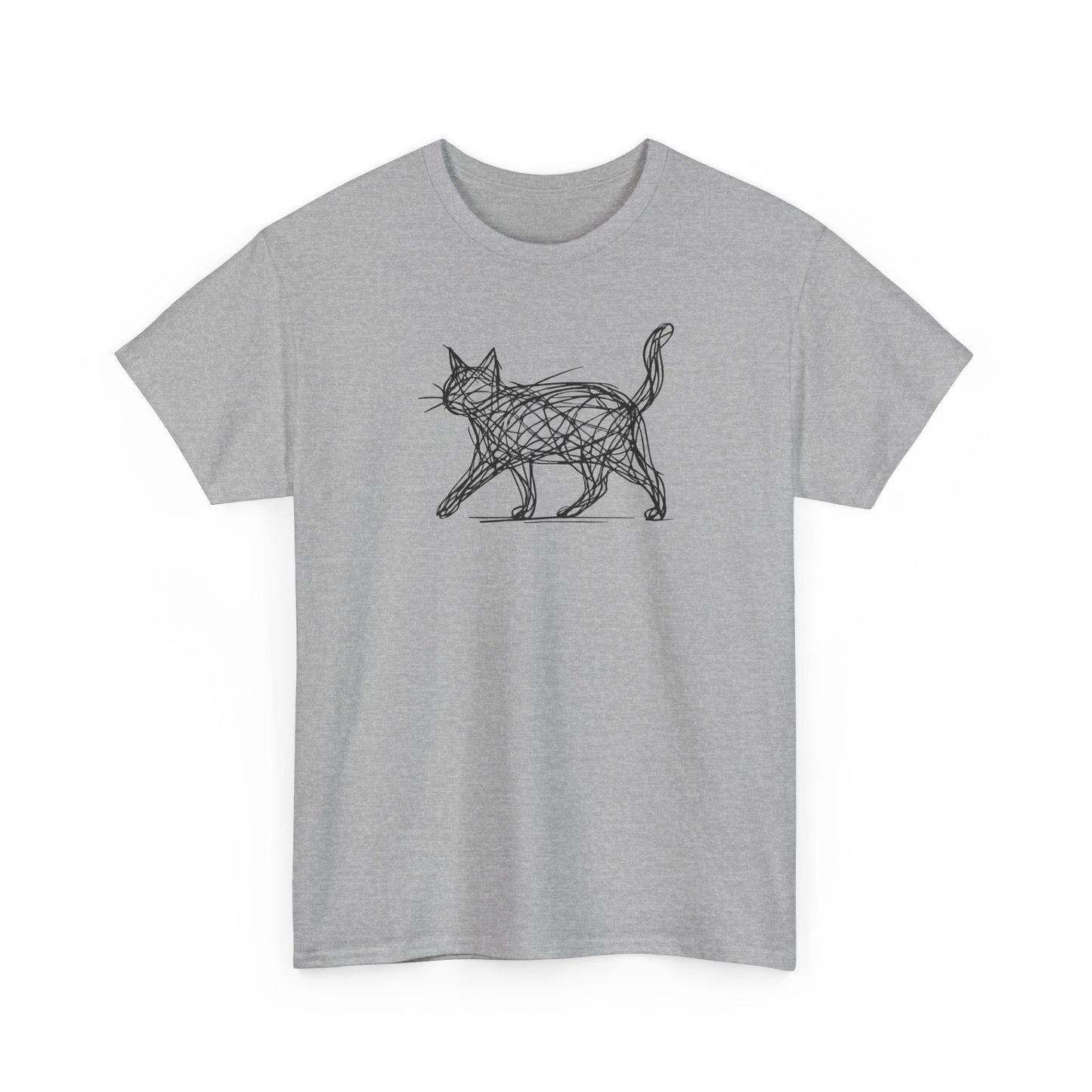 Bengal Cat Line Art T-Shirt — Minimalist Walking Cat Graphic Tee