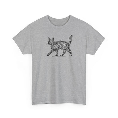 Bengal Cat Line Art T-Shirt — Minimalist Walking Cat Graphic Tee
