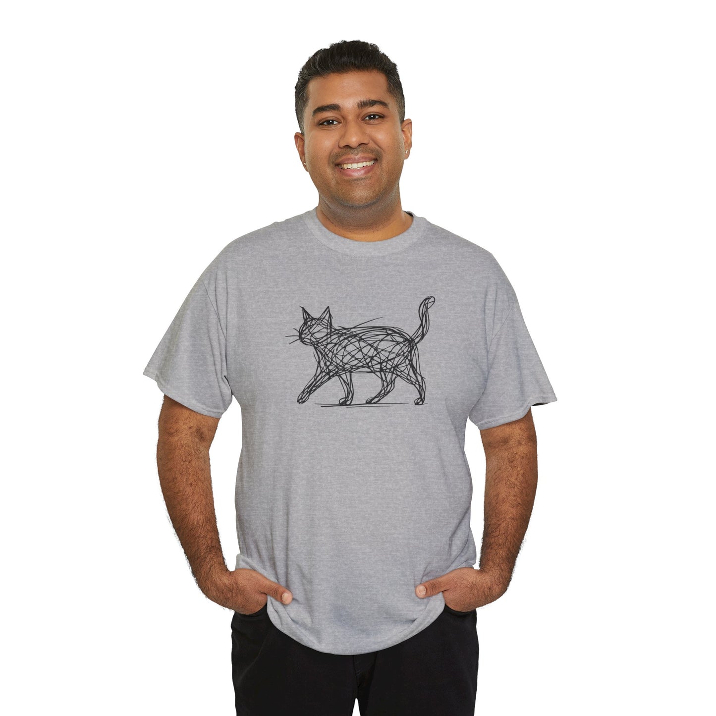 Bengal Cat Line Art T-Shirt — Minimalist Walking Cat Graphic Tee