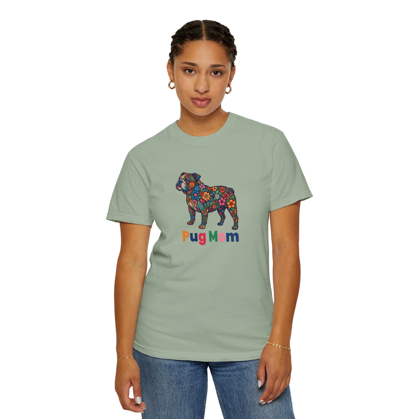 Pug Mom Floral T-Shirt