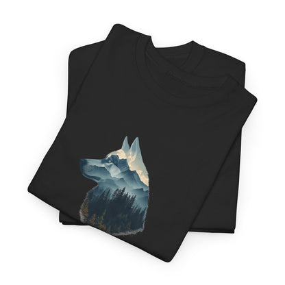 Wolf Silhouette Tee - Mountain Landscape Graphic T-Shirt